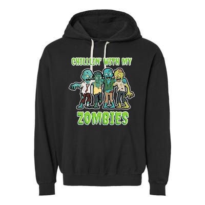 Chillin With My Zombies Garment-Dyed Fleece Hoodie