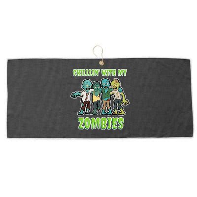Chillin With My Zombies Large Microfiber Waffle Golf Towel