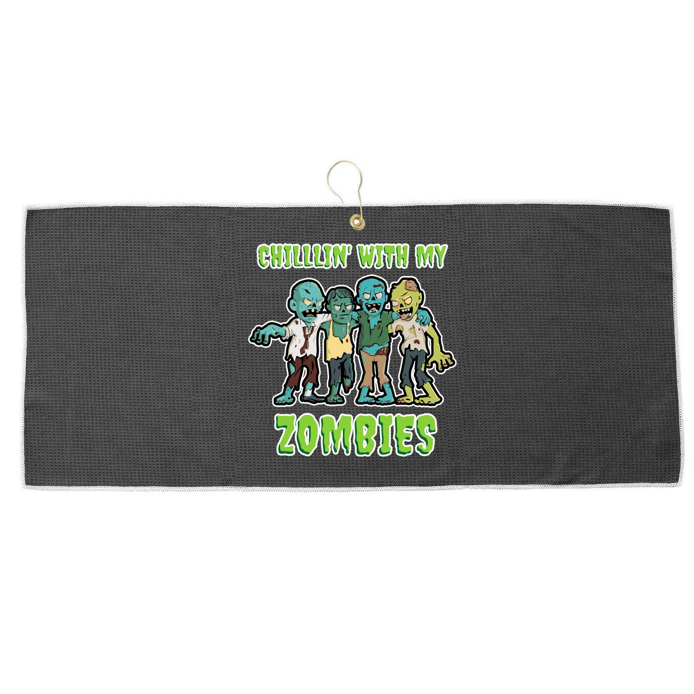 Chillin With My Zombies Large Microfiber Waffle Golf Towel