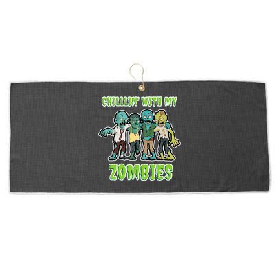 Chillin With My Zombies Large Microfiber Waffle Golf Towel