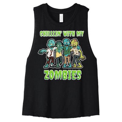 Chillin With My Zombies Women's Racerback Cropped Tank