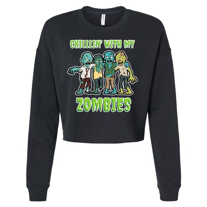 Chillin With My Zombies Cropped Pullover Crew
