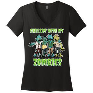 Chillin With My Zombies Women's V-Neck T-Shirt