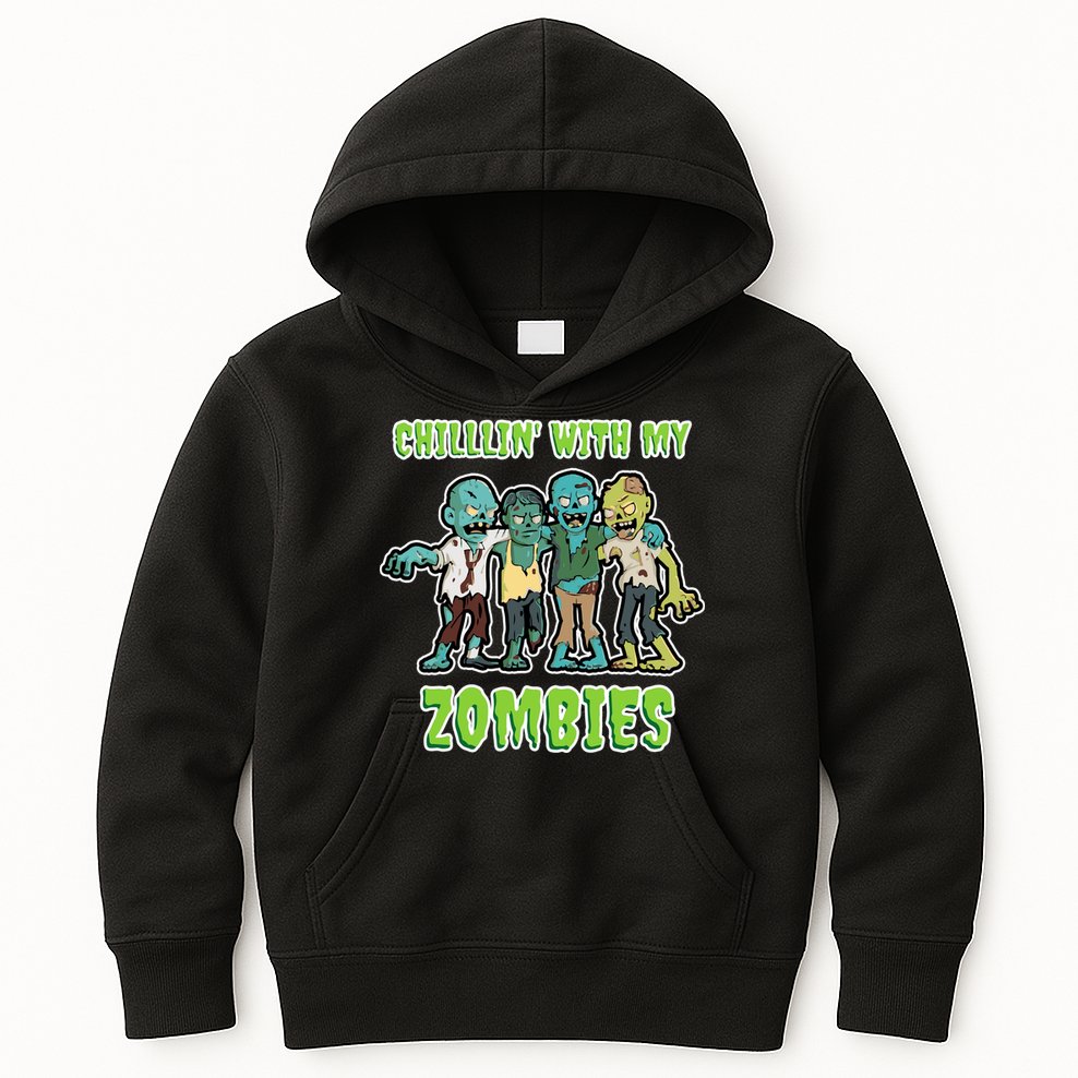 Chillin With My Zombies Kids Hoodie