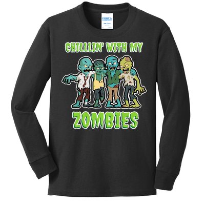 Chillin With My Zombies Kids Long Sleeve Shirt