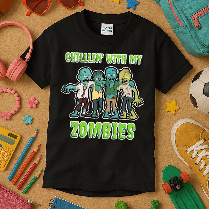 Chillin With My Zombies Kids T-Shirt
