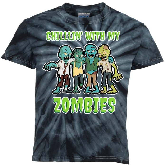 Chillin With My Zombies Kids Tie-Dye T-Shirt