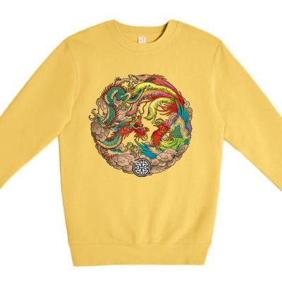 Chinese Dragon and Phoenix Yin Yang Premium Crewneck Sweatshirt