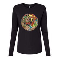 Chinese Dragon and Phoenix Yin Yang Womens Cotton Relaxed Long Sleeve T-Shirt