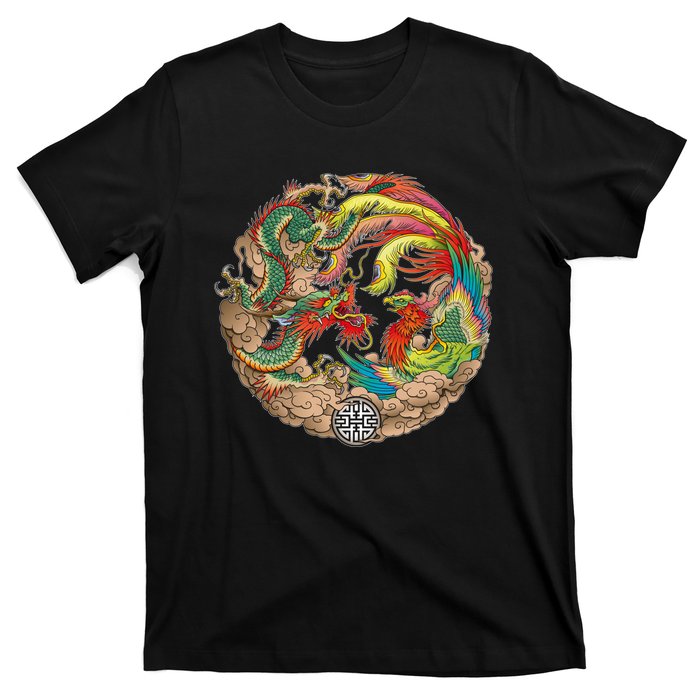 Chinese Dragon and Phoenix Yin Yang T-Shirt