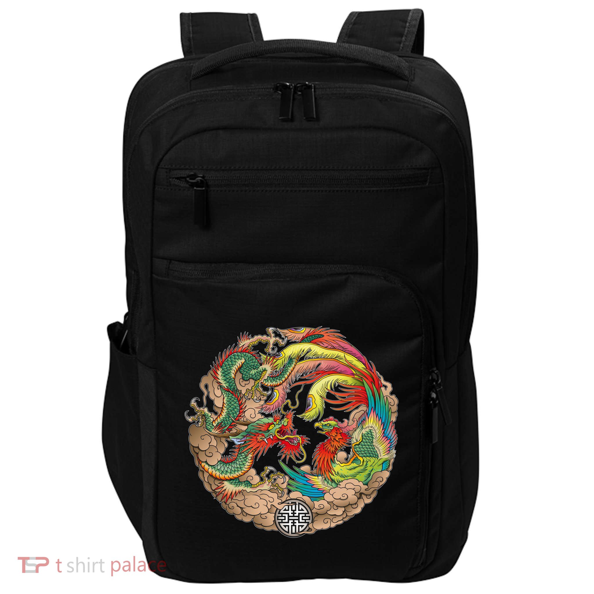 Chinese Dragon and Phoenix Yin Yang Impact Tech Backpack