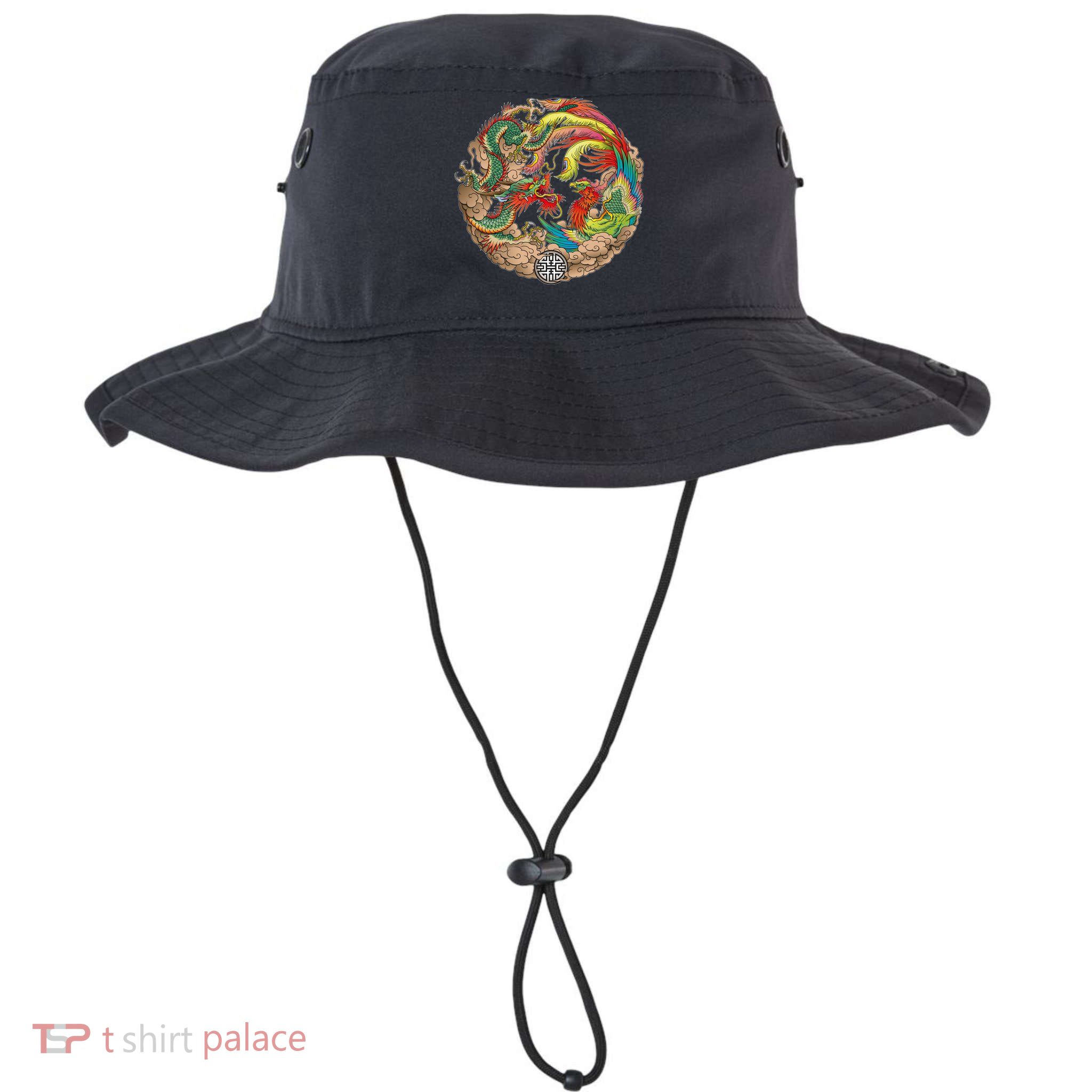 Chinese Dragon and Phoenix Yin Yang Bucket Hat