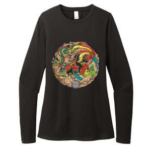 Chinese Dragon and Phoenix Yin Yang Womens CVC Long Sleeve Shirt