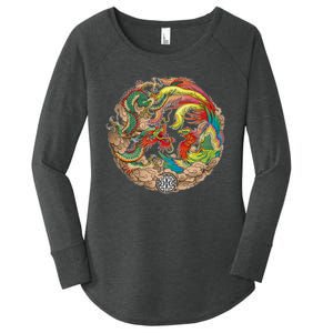 Chinese Dragon and Phoenix Yin Yang Women's Perfect Tri Tunic Long Sleeve Shirt