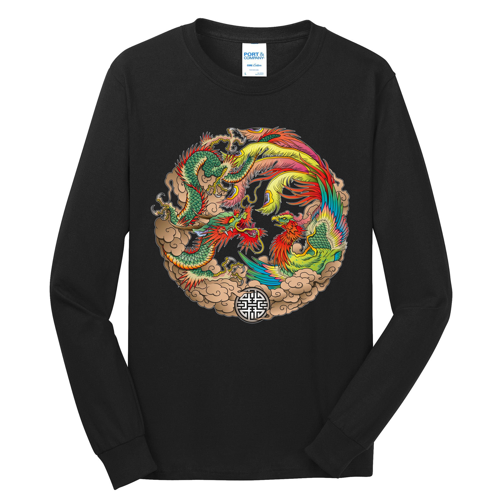 Chinese Dragon and Phoenix Yin Yang Tall Long Sleeve T-Shirt
