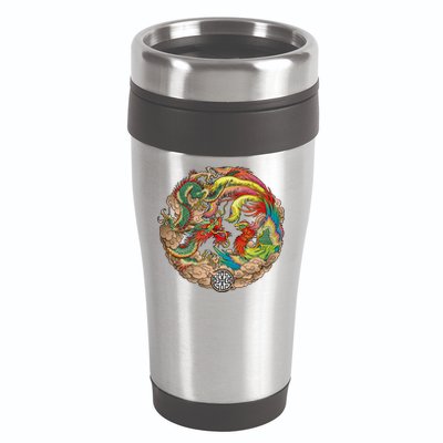 Chinese Dragon and Phoenix Yin Yang 16oz Travel Tumbler