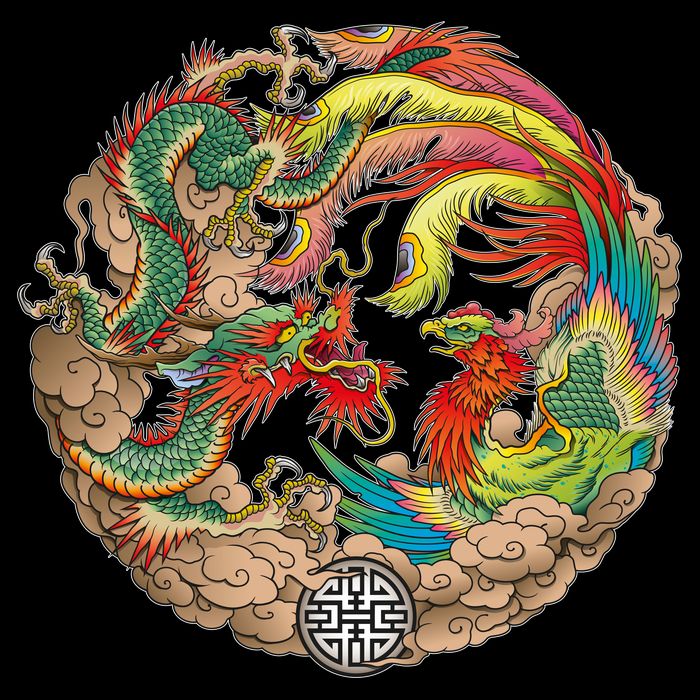 Chinese Dragon and Phoenix Yin Yang Youth Performance Sprint T-Shirt