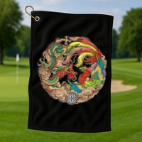 Chinese Dragon and Phoenix Yin Yang Golf Towel