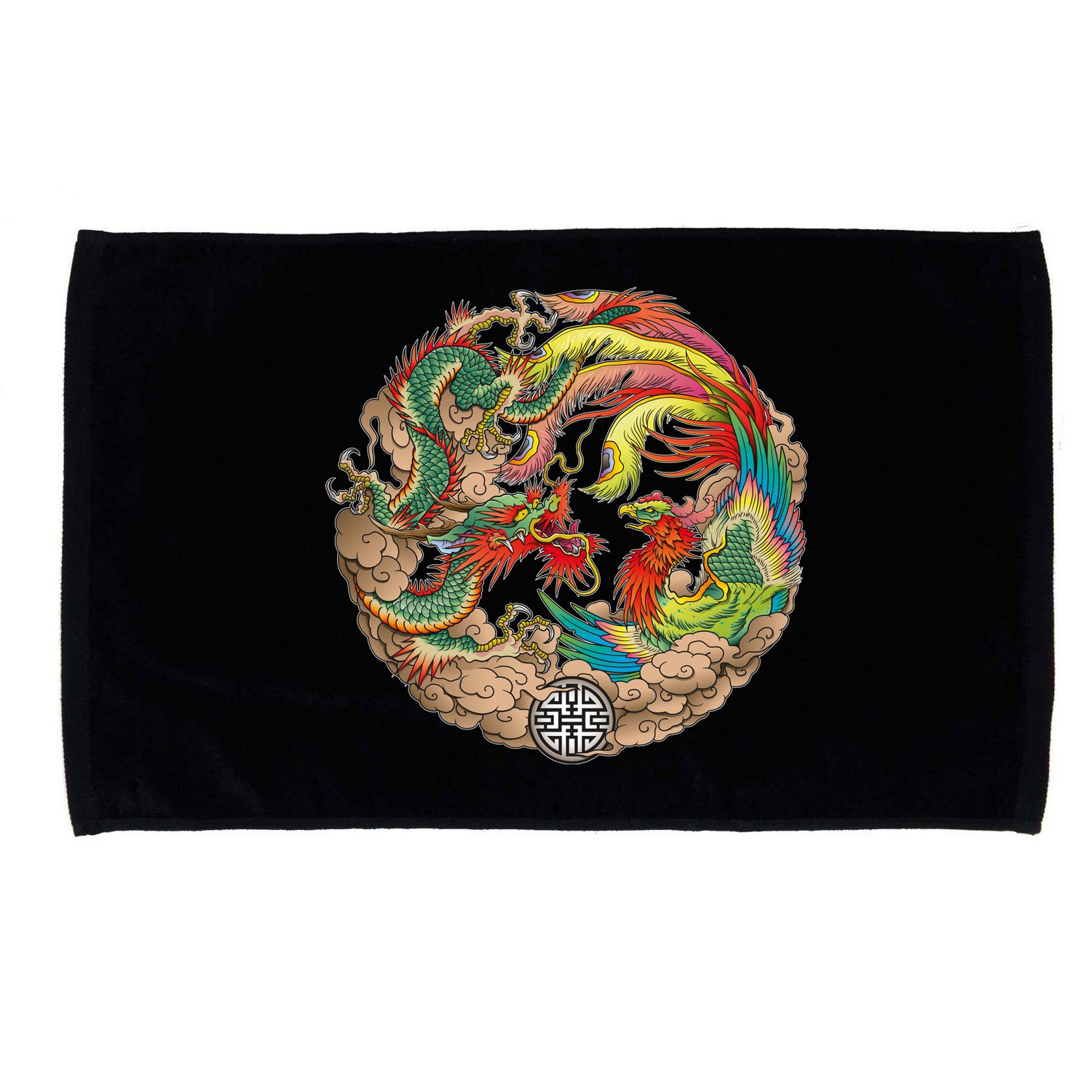 Chinese Dragon and Phoenix Yin Yang Microfiber Hand Towel