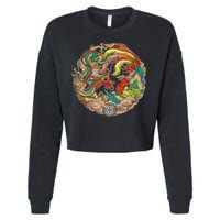 Chinese Dragon and Phoenix Yin Yang Cropped Pullover Crew