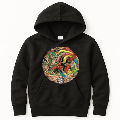 Chinese Dragon and Phoenix Yin Yang Kids Hoodie