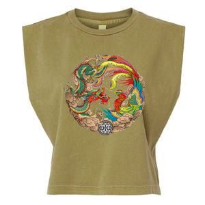 Chinese Dragon and Phoenix Yin Yang Garment-Dyed Women's Muscle Tee