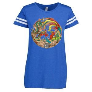 Chinese Dragon and Phoenix Yin Yang Enza Ladies Jersey Football T-Shirt