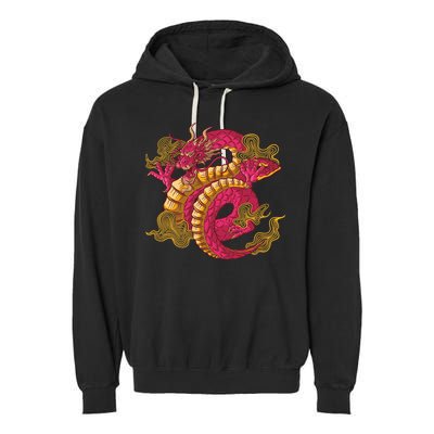 Chinese Dragon Creature Garment-Dyed Fleece Hoodie