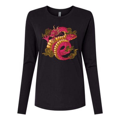 Chinese Dragon Creature Womens Cotton Relaxed Long Sleeve T-Shirt