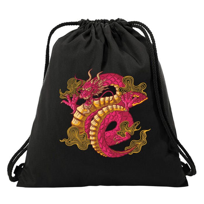 Chinese Dragon Creature Drawstring Bag