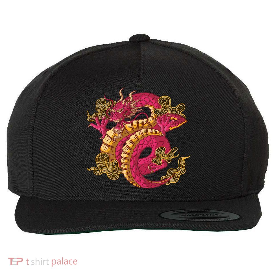 Chinese Dragon Creature Wool Snapback Cap