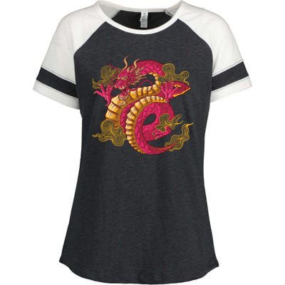 Chinese Dragon Creature Enza Ladies Jersey Colorblock Tee