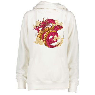 Chinese Dragon Creature Womens Funnel Neck Pullover Hood