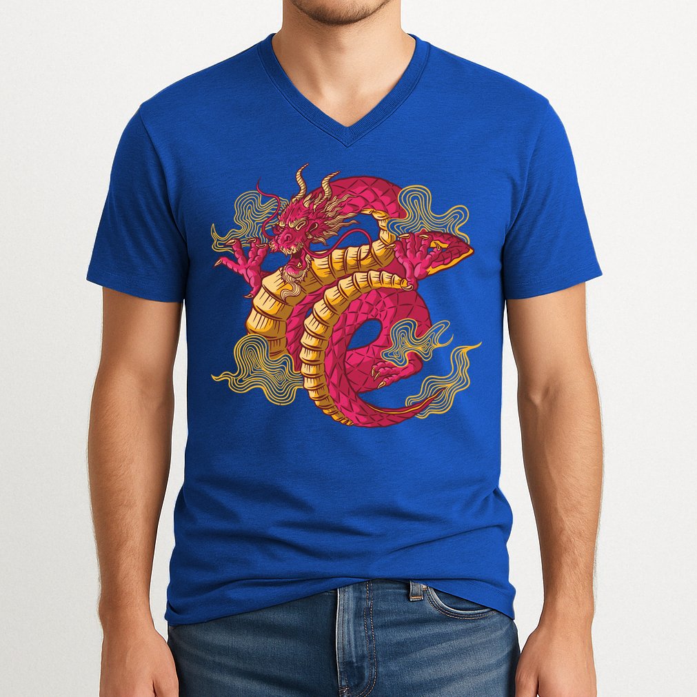 Chinese Dragon Creature V-Neck T-Shirt
