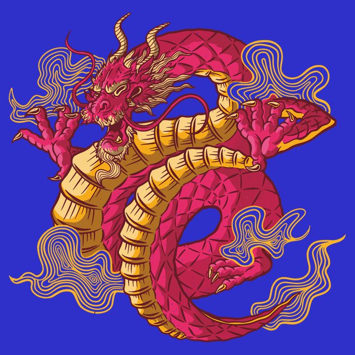 Chinese Dragon Creature V-Neck T-Shirt