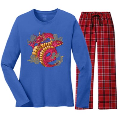 Chinese Dragon Creature Women's Long Sleeve Flannel Pajama Set 