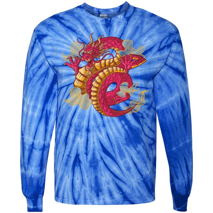 Chinese Dragon Creature Tie-Dye Long Sleeve Shirt