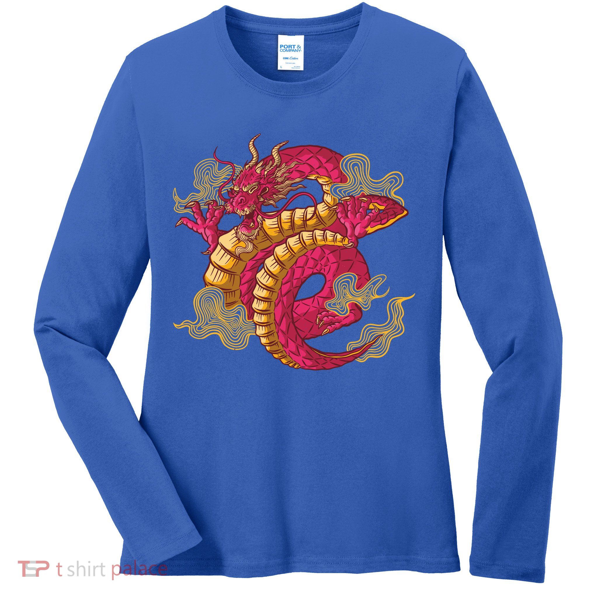 Chinese Dragon Creature Ladies Long Sleeve Shirt