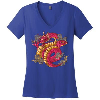 Chinese Dragon Creature Women's V-Neck T-Shirt