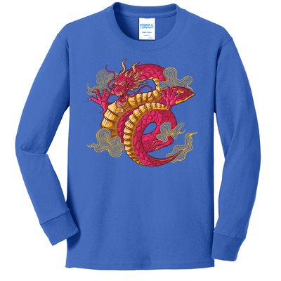 Chinese Dragon Creature Kids Long Sleeve Shirt