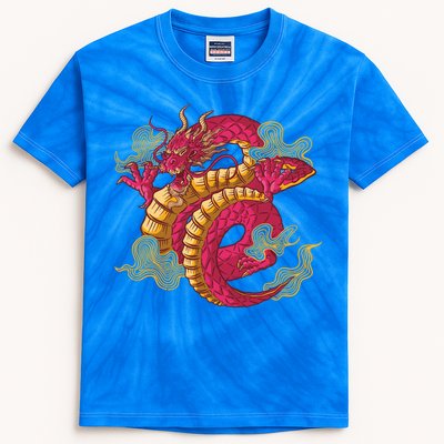 Chinese Dragon Creature Kids Tie-Dye T-Shirt