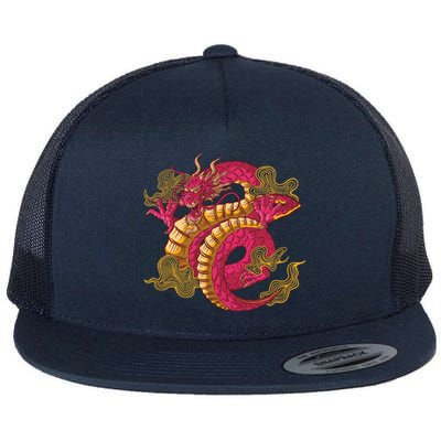 Chinese Dragon Creature Flat Bill Trucker Hat