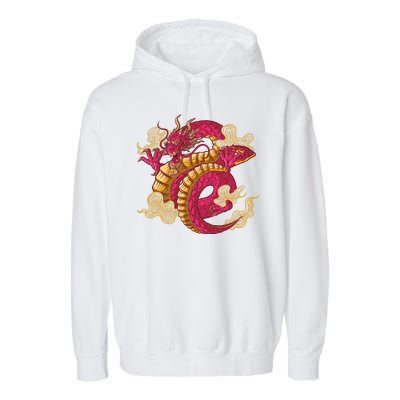 Chinese Dragon Creature Garment-Dyed Fleece Hoodie