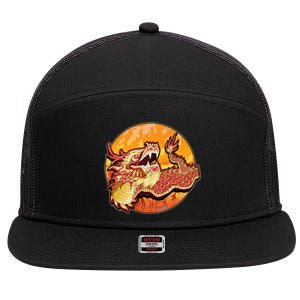 Chinese Dragon Fire Dance 7 Panel Mesh Trucker Snapback Hat