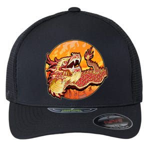 Chinese Dragon Fire Dance Flexfit Unipanel Trucker Cap