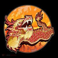 Chinese Dragon Fire Dance Drawstring Bag
