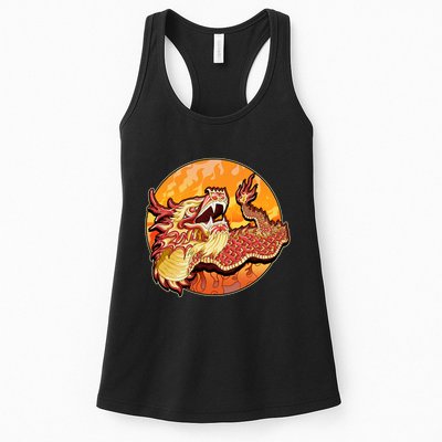 Chinese Dragon Fire Dance Womens Tank Top