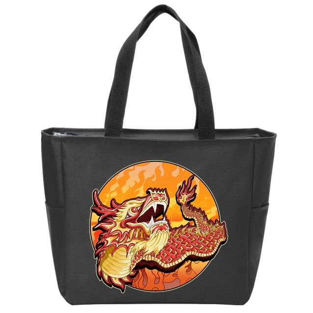 Chinese Dragon Fire Dance Zip Tote Bag