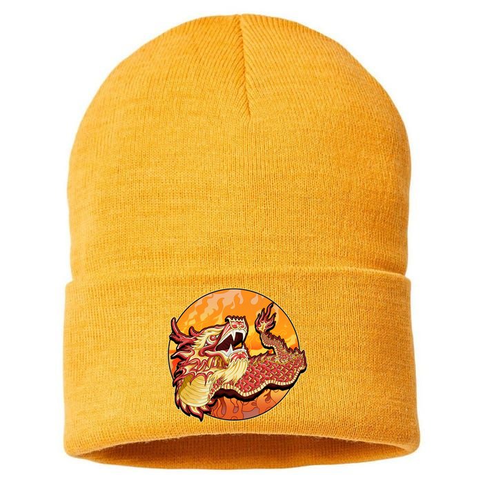 Chinese Dragon Fire Dance Sustainable Knit Beanie