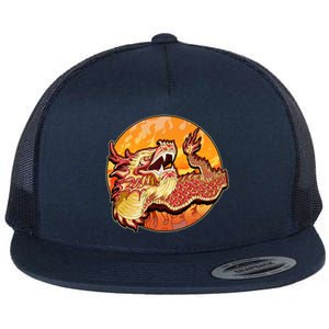 Chinese Dragon Fire Dance Flat Bill Trucker Hat